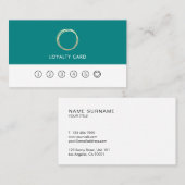 最小主義のモダンでシックな金ゴールドの円のティール(緑がかった色)のロイヤリティ 名刺 (正面/裏面)