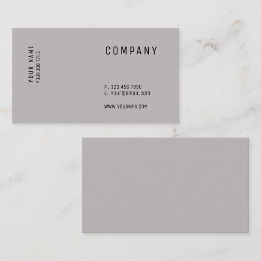 最小主義のモダンでシンプルできれいな灰色 名刺 (正面/裏面)