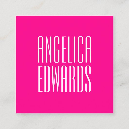 最小主義のモダンでシンプルで粋ではっきりしたなピンク スクエア名刺 (正面)