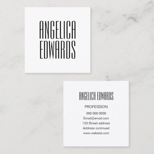 最小主義のモダンでシンプルで粋ではっきりしたな黒い及び白 スクエア名刺 (正面/裏面)