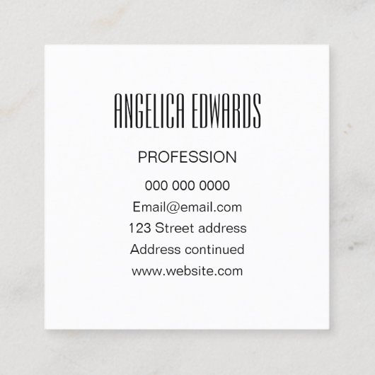 最小主義のモダンでシンプルで粋ではっきりしたな黒い及び白 スクエア名刺 (裏面)