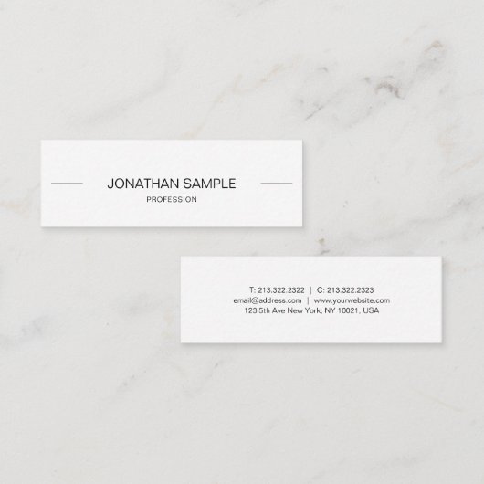 最小主義のモダンで創造的できれいで粋な美しい スキニー名刺 (正面/裏面)