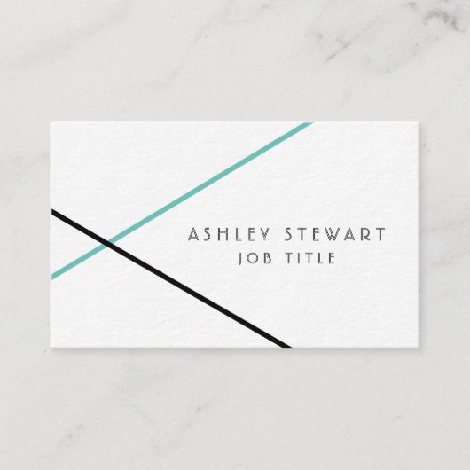 最小主義のモダンで幾何学的なティール（緑がかった色） 名刺 (正面)