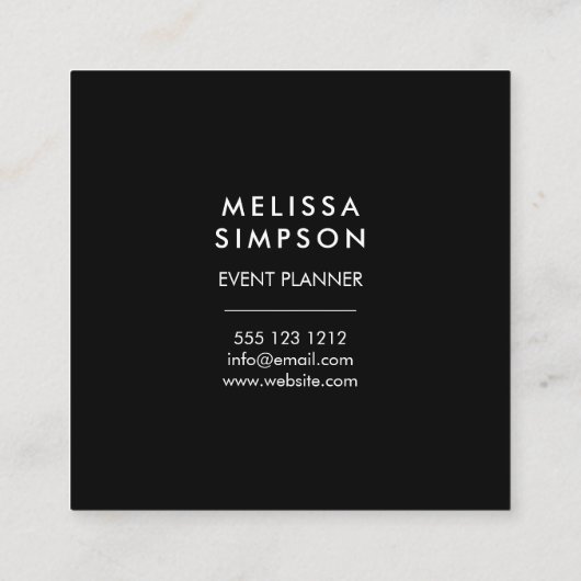 最小主義のモダンで幾何学的な白黒 スクエア名刺 (裏面)