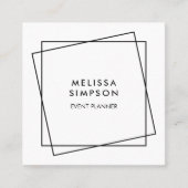 最小主義のモダンで幾何学的な白黒 スクエア名刺 (正面)