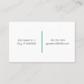 最小主義のモダンで幾何学的な黄色及びティール（緑がかった色） 名刺 (裏面)