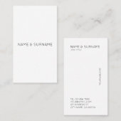 最小主義のモダンで白い縦の名刺 名刺 (正面/裏面)