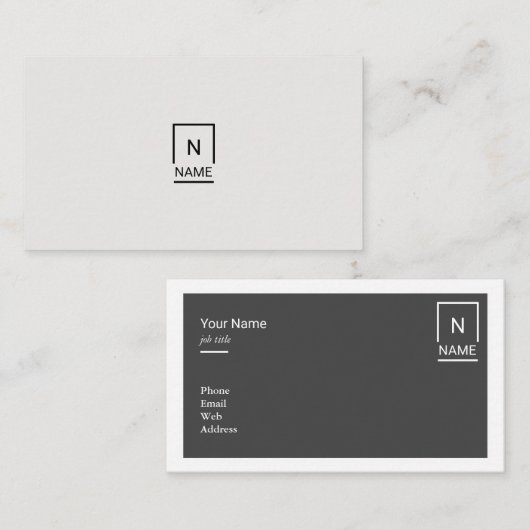 最小主義のモダンで粋で黒い灰色の名刺 名刺 (正面/裏面)