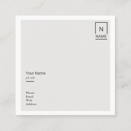 最小主義のモダンで粋なモノラル正方形の名刺 スクエア名刺 (裏面)