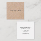 最小主義のモダンで素朴なクラフト正方形のBusinessCard スクエア名刺 (正面/裏面)