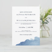 最小主義のモダンで青い水彩画のしぶき 招待状 (スタンド正面)