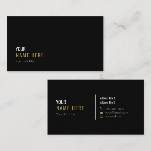 最小主義のモダンで黒い名刺をきれいにして下さい 名刺 (正面/裏面)
