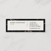 最小主義のモダンで黒い大理石の金ゴールドのストライプのロイヤリティ スキニー名刺 (裏面)