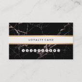 最小主義のモダンで黒い大理石の金ゴールドのストライプのロイヤリティ 名刺 (正面)