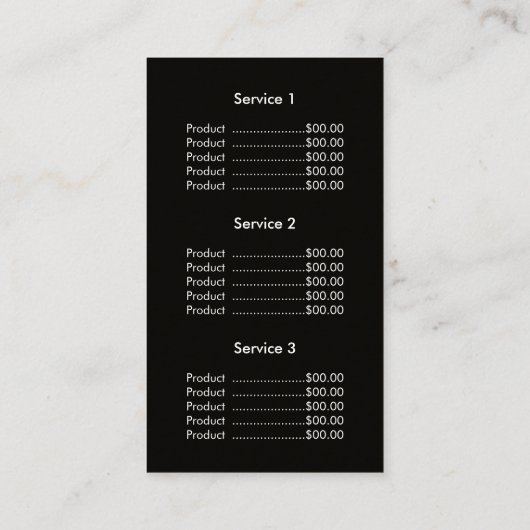 最小主義のモダンなクラフトの値段表 名刺 (裏面)