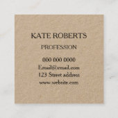 最小主義のモダンなクラフトの専門の名刺 スクエア名刺 (裏面)
