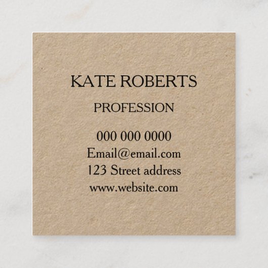最小主義のモダンなクラフトの専門の名刺 スクエア名刺 (裏面)