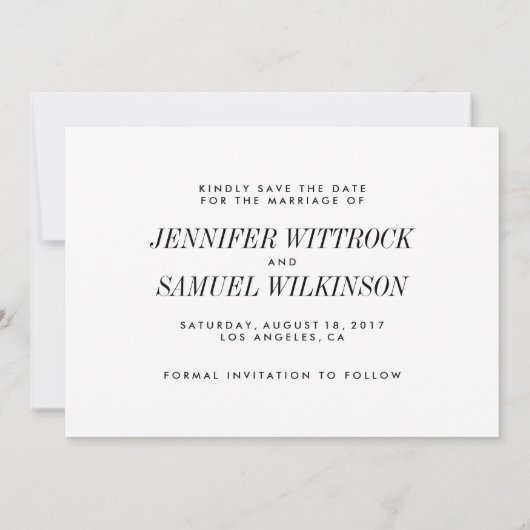 最小主義のモダンな写真の保存日付 セーブザデート (裏面)