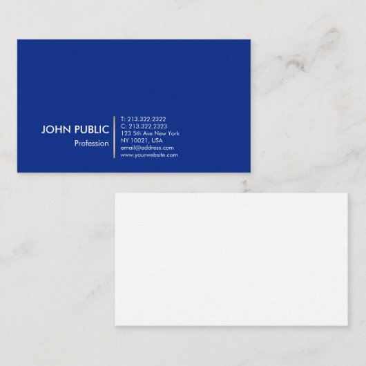 最小主義のモダンな専門のデザインの青の金ゴールド 名刺 (正面/裏面)