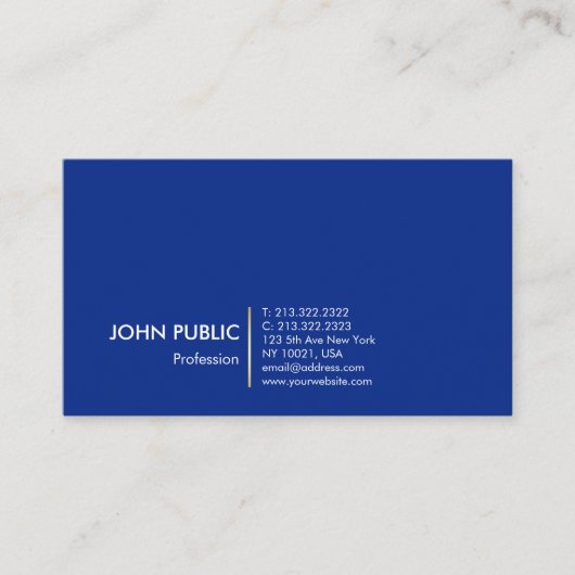 最小主義のモダンな専門のデザインの青の金ゴールド 名刺 (正面)