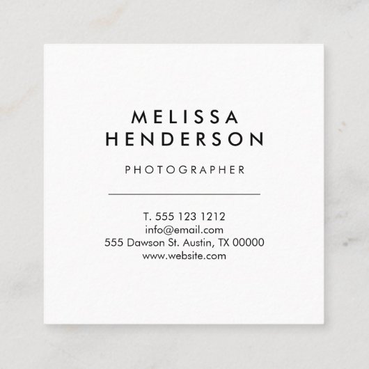 最小主義のモダンな手書きのブラシこんにちは スクエア名刺 (裏面)