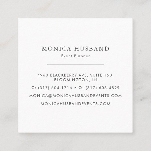 最小主義のモダンな正方形の名刺|の赤面 スクエア名刺 (裏面)