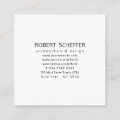 最小主義のモダンな白人の数学の建築家デザイナー スクエア名刺 (裏面)