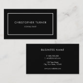 最小主義のモダンな白黒 名刺 (正面/裏面)