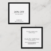 最小主義のモダンな社会的な媒体豪華なB&Wの割引 スクエア名刺 (正面/裏面)