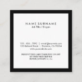 最小主義のモダンな社会的な媒体豪華なB&Wの割引 スクエア名刺 (裏面)