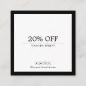 最小主義のモダンな社会的な媒体豪華なB&Wの割引 スクエア名刺 (正面)