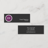 最小主義のモダンな紫色の円のモノグラム スキニー名刺 (正面/裏面)