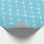 最小主義のモダンな飛行機のシルエットパターン青 ラッピングペーパー (角)