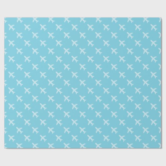 最小主義のモダンな飛行機のシルエットパターン青 ラッピングペーパー (フラット)