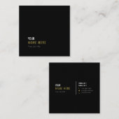 最小主義のモダンな黒い正方形の名刺をきれいにして下さい スクエア名刺 (正面/裏面)