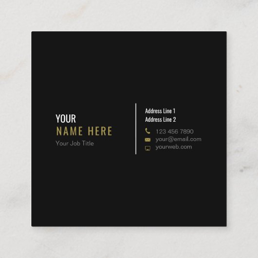 最小主義のモダンな黒い正方形の名刺をきれいにして下さい スクエア名刺 (裏面)