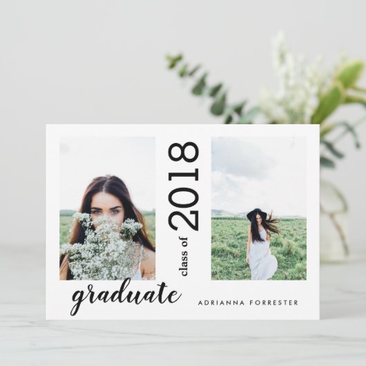 最小主義のモダンの卒業生2の写真 招待状 (スタンド正面)