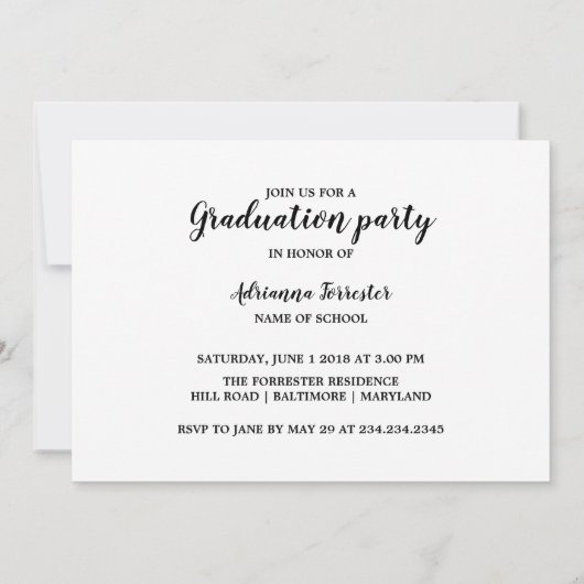 最小主義のモダンの卒業生2の写真 招待状 (裏面)