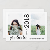 最小主義のモダンの卒業生2の写真 招待状 (正面/裏面)