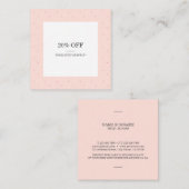 最小主義のモダン + パステル調ピンクパターン割引 スクエア名刺 (正面/裏面)