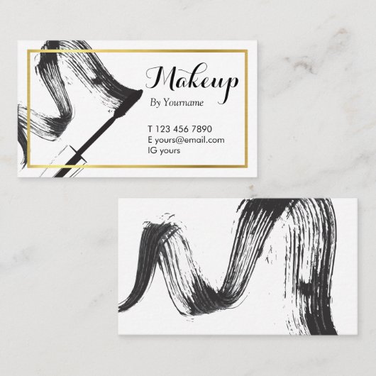 最小主義のモノクロメーキャップアーティストの名刺 名刺 (正面/裏面)