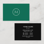 最小主義のモノグラムのでエレガントな濃緑色 名刺 (正面/裏面)