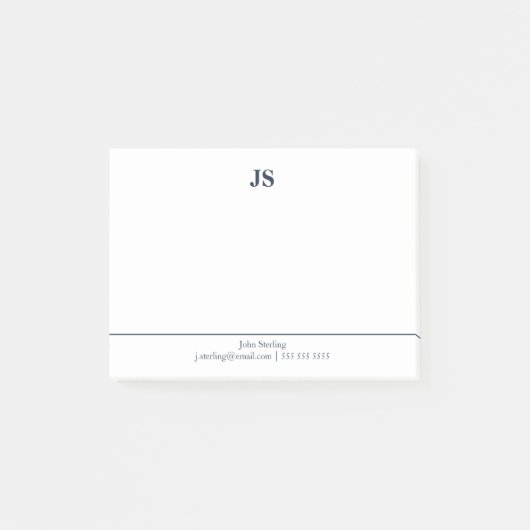 最小主義のモノグラムの白い濃紺 ポストイット (正面)