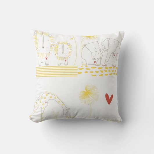 最小主義のライオン、カメ、ワニおよびキリン クッション (正面)