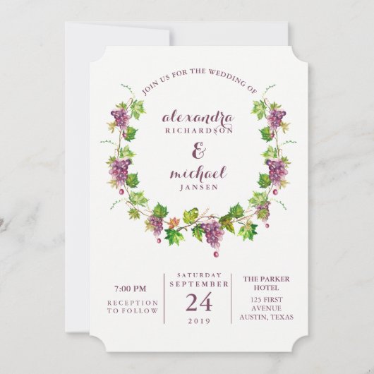 最小主義のワイナリー|のブドウ園の結婚式招待状 招待状 (正面)