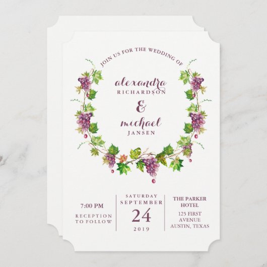 最小主義のワイナリー|のブドウ園の結婚式招待状 招待状 (正面/裏面)