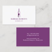 最小主義のワイン・ボトルのロゴのソムリエ 名刺 (正面/裏面)