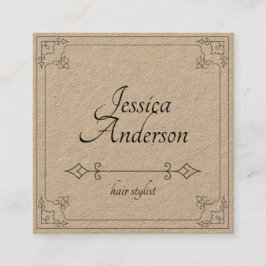 最小主義のヴィンテージのシンプルなクラフトの美容師 スクエア名刺