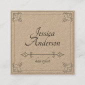 最小主義のヴィンテージのシンプルなクラフトの美容師 スクエア名刺 (正面)