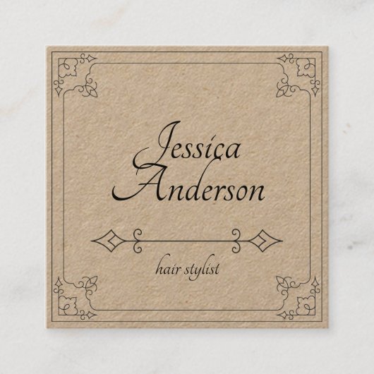 最小主義のヴィンテージのシンプルなクラフトの美容師 スクエア名刺 (正面)